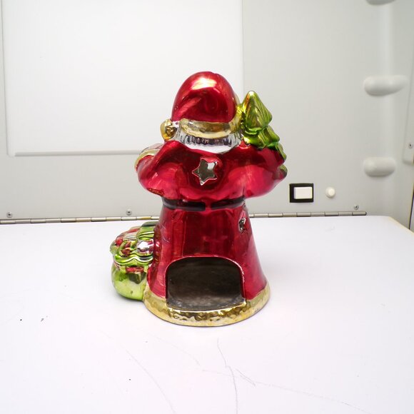6" Tealight Candleholder Shiny Santa - Picture 3 of 4